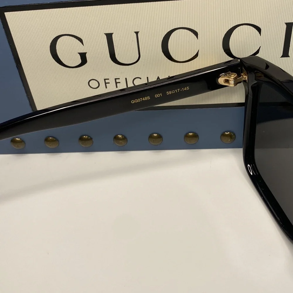 Authentic- New-GUCCI Grey /Black Browline Men's Sunglasses GG0748S 001 59